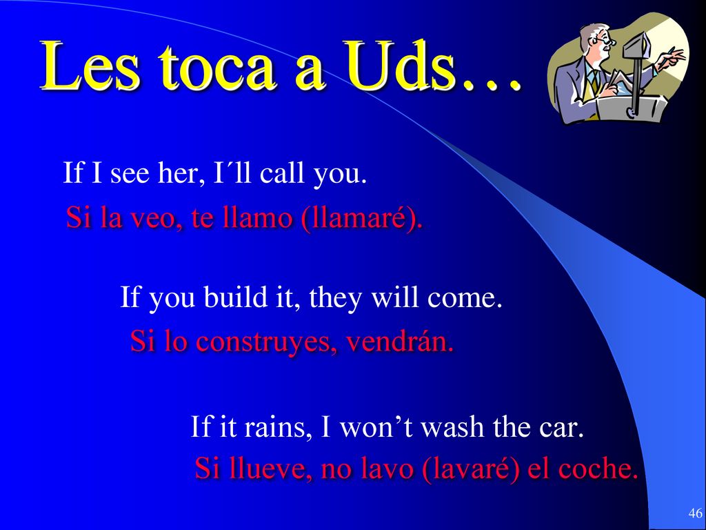 Les toca a Uds… If I see her, I´ll call you.