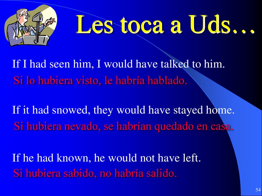 Les toca a Uds… If I had seen him, I would have talked to him.