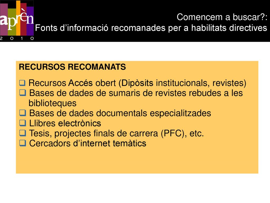 Bases de dades de sumaris de revistes rebudes a les biblioteques