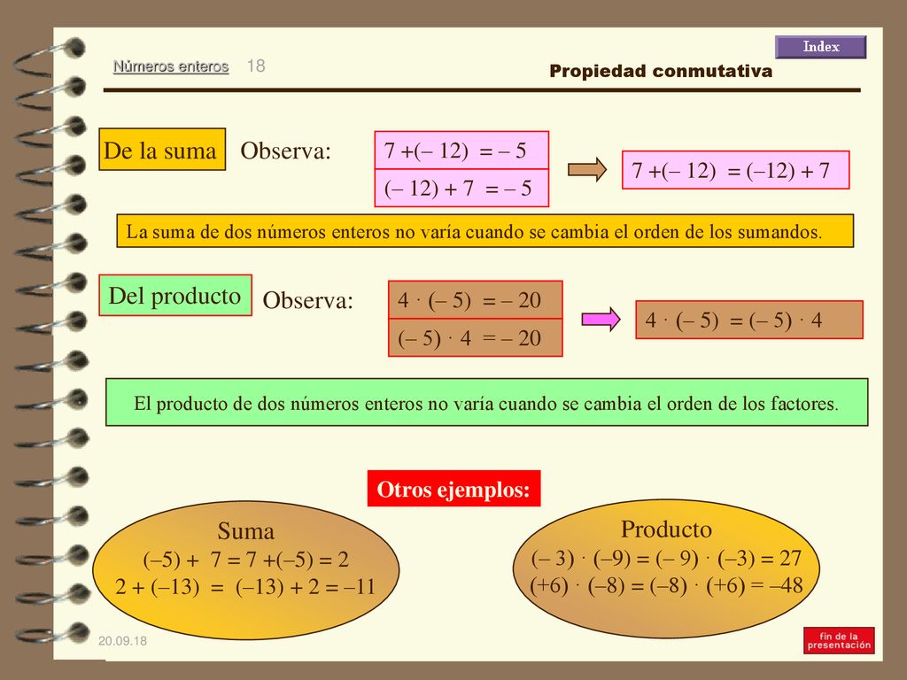 De la suma Observa: Del producto Observa: Suma Producto