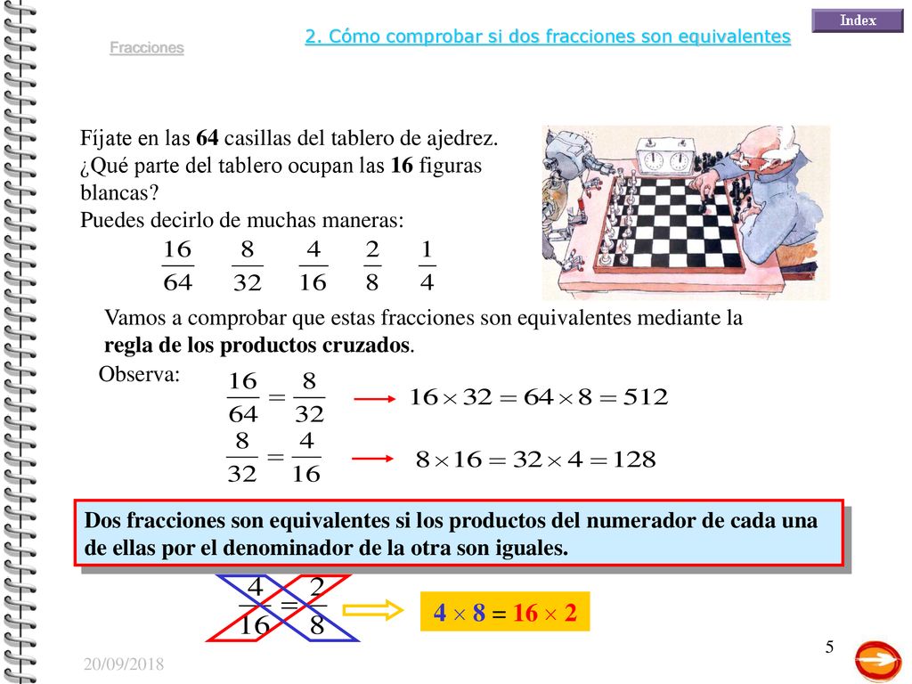 4  8 = 16  2 Fíjate en las 64 casillas del tablero de ajedrez.
