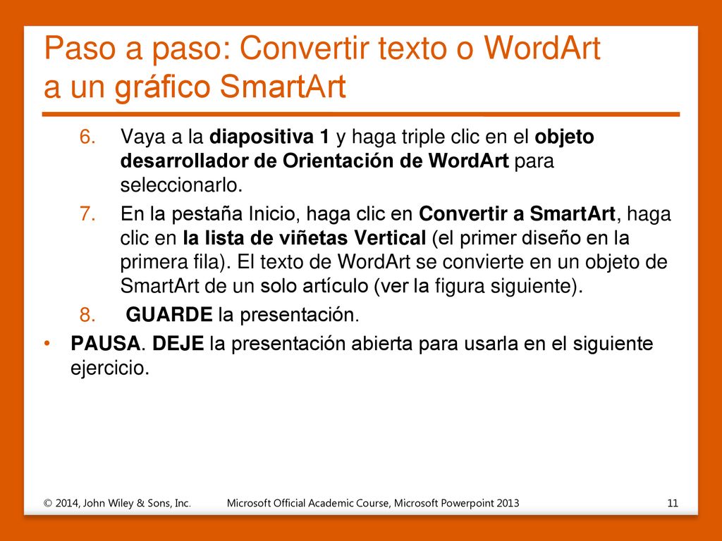 Paso a paso: Convertir texto o WordArt a un gráfico SmartArt