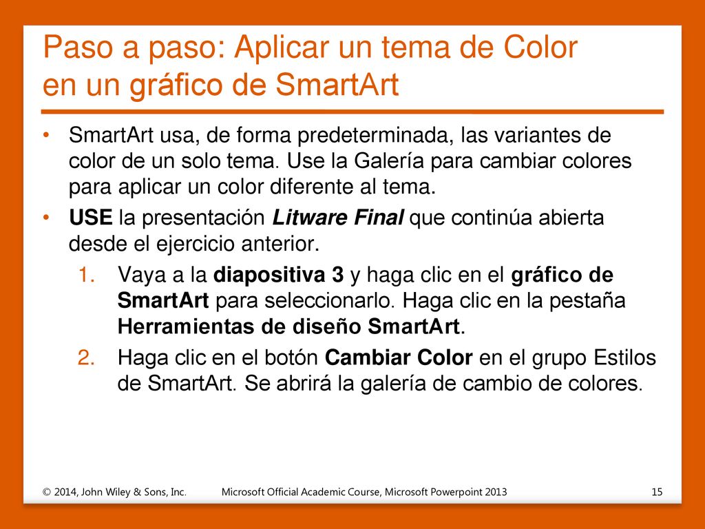 Paso a paso: Aplicar un tema de Color en un gráfico de SmartArt
