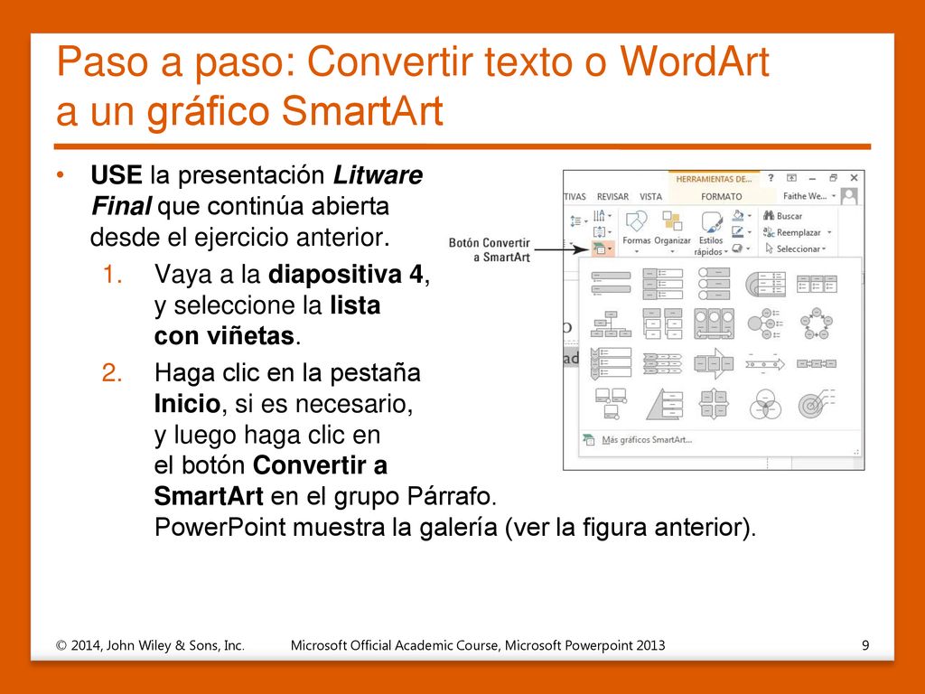 Paso a paso: Convertir texto o WordArt a un gráfico SmartArt
