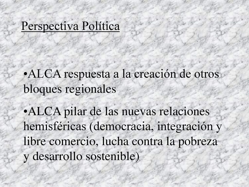 Perspectiva Política ALCA respuesta a la creación de otros bloques regionales.