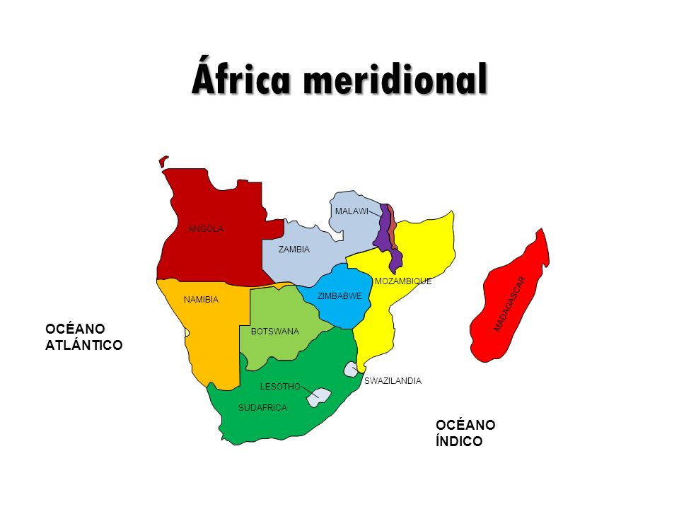 África meridional OCÉANO ATLÁNTICO OCÉANO ÍNDICO MALAWI ANGOLA ZAMBIA
