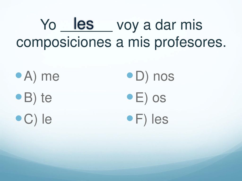 Yo voy a dar mis composiciones a mis profesores.