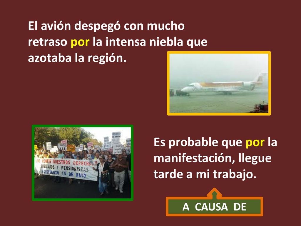 Es probable que por la manifestación, llegue tarde a mi trabajo.