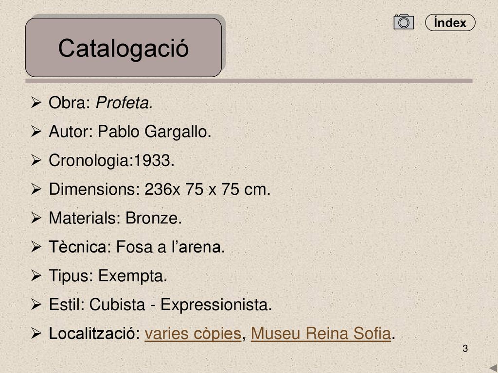 Catalogació Obra: Profeta. Autor: Pablo Gargallo. Cronologia:1933.