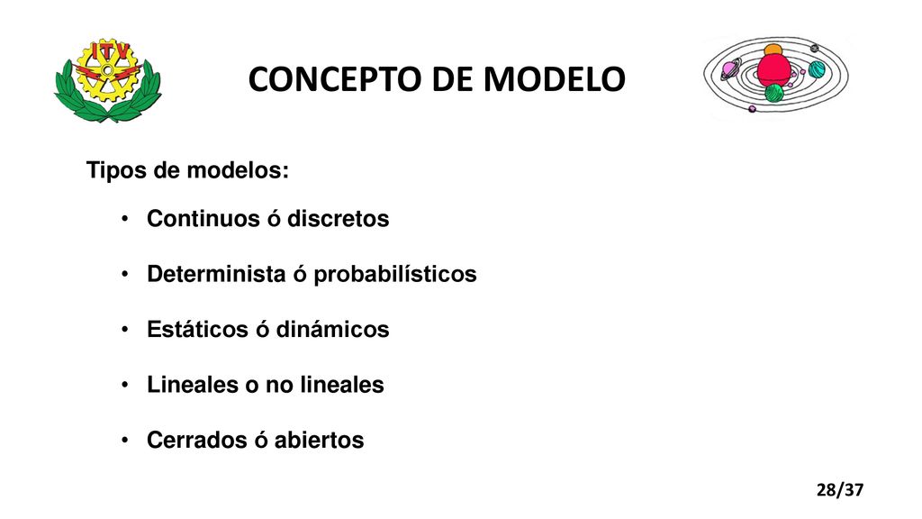 CONCEPTO DE MODELO Tipos de modelos: Continuos ó discretos