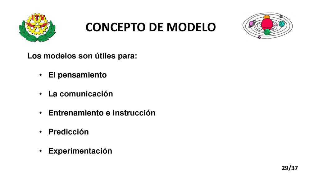 CONCEPTO DE MODELO Los modelos son útiles para: El pensamiento