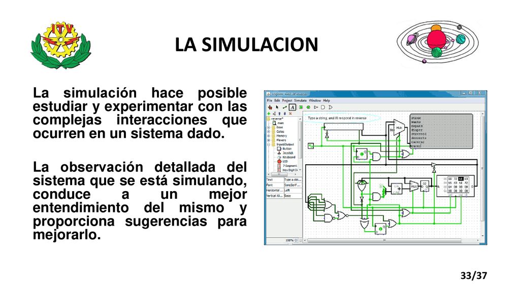 LA SIMULACION La simulación hace posible estudiar y experimentar con las complejas interacciones que ocurren en un sistema dado.