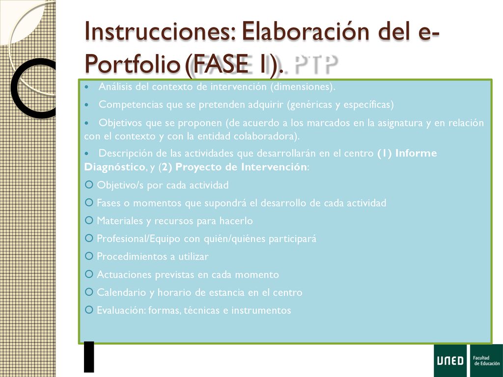 Instrucciones: Elaboración del e- Portfolio (FASE 1). PTP