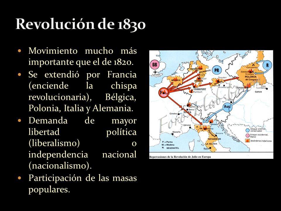 Revolución de 1830 Movimiento mucho más importante que el de 1820.