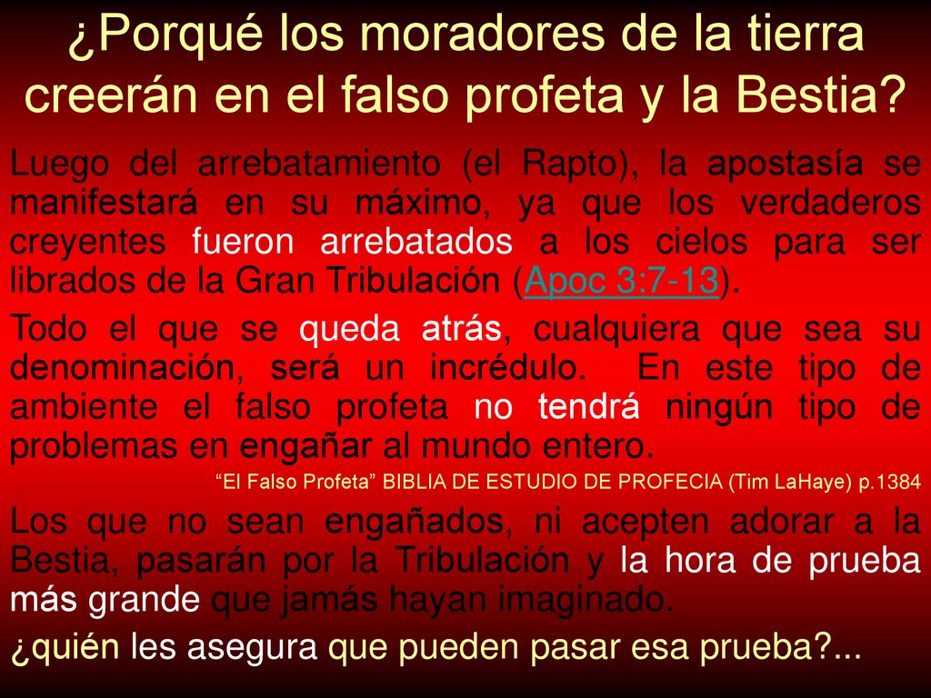 ¿Porqué los moradores de la tierra creerán en el falso profeta y la Bestia