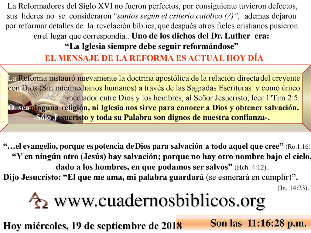. EL MENSAJE DE LA REFORMA ES ACTUAL HOY DÍA