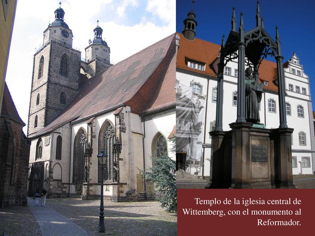 Templo de la iglesia central de Wittemberg, con el monumento al Reformador.