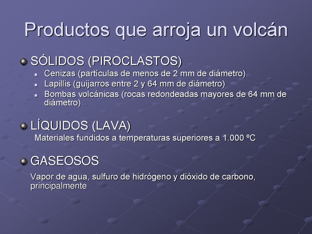 Productos que arroja un volcán