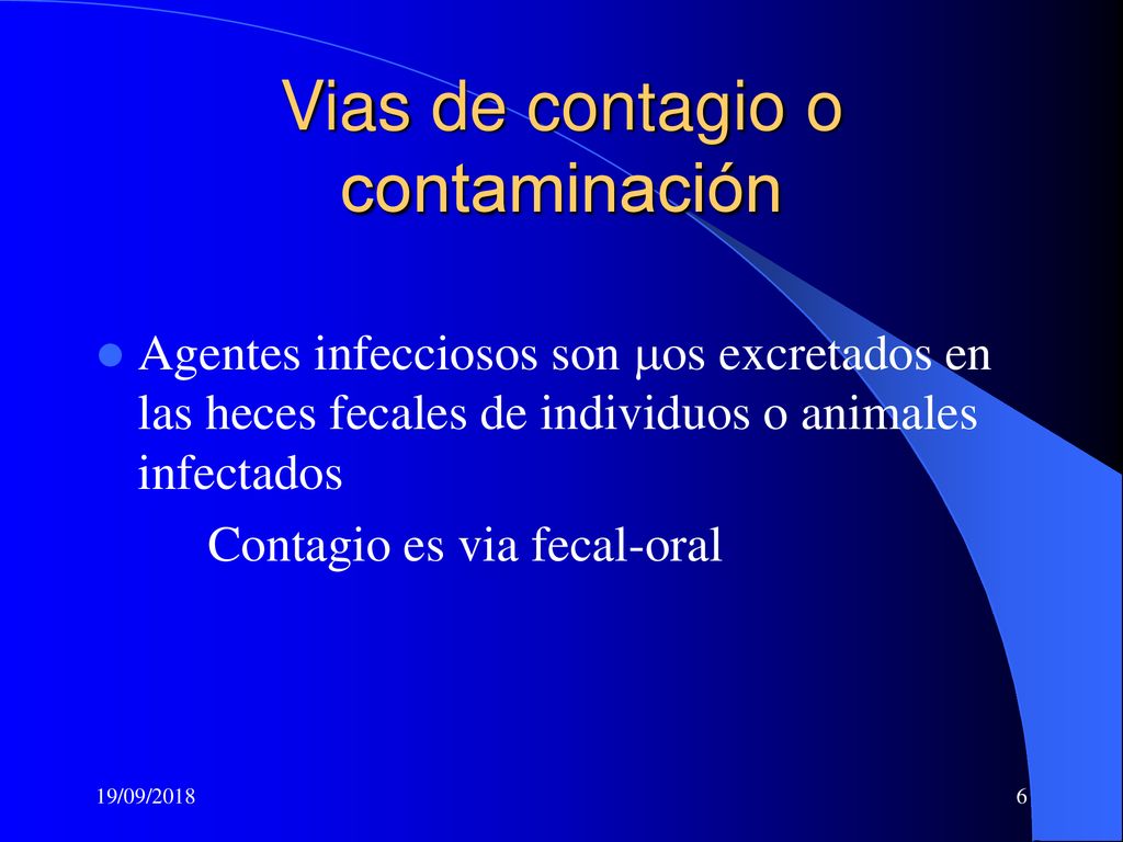 Vias de contagio o contaminación