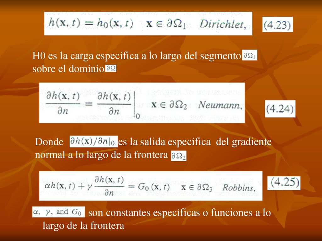 H0 es la carga específica a lo largo del segmento sobre el dominio