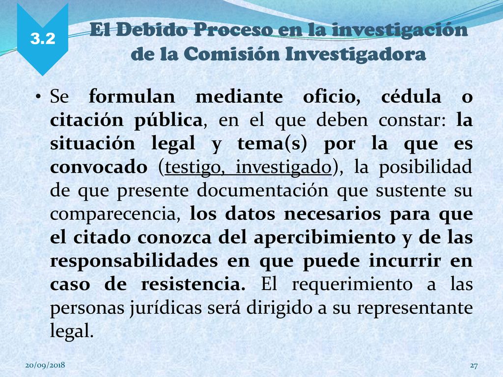 El Debido Proceso en la investigación de la Comisión Investigadora