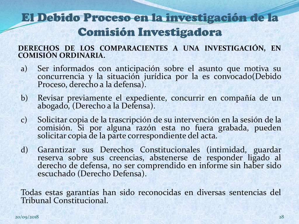 El Debido Proceso en la investigación de la Comisión Investigadora