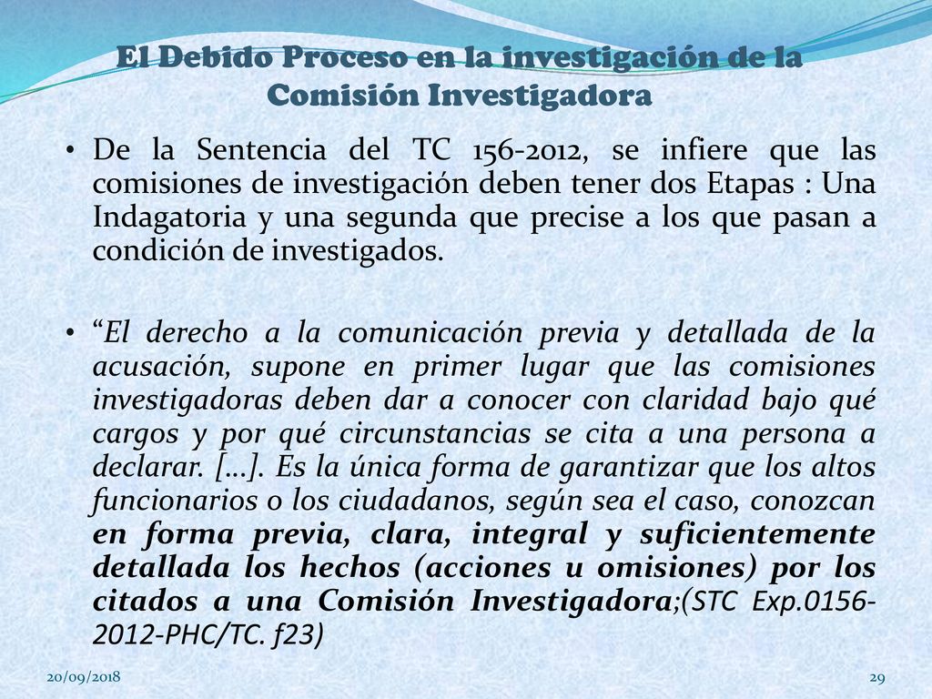El Debido Proceso en la investigación de la Comisión Investigadora