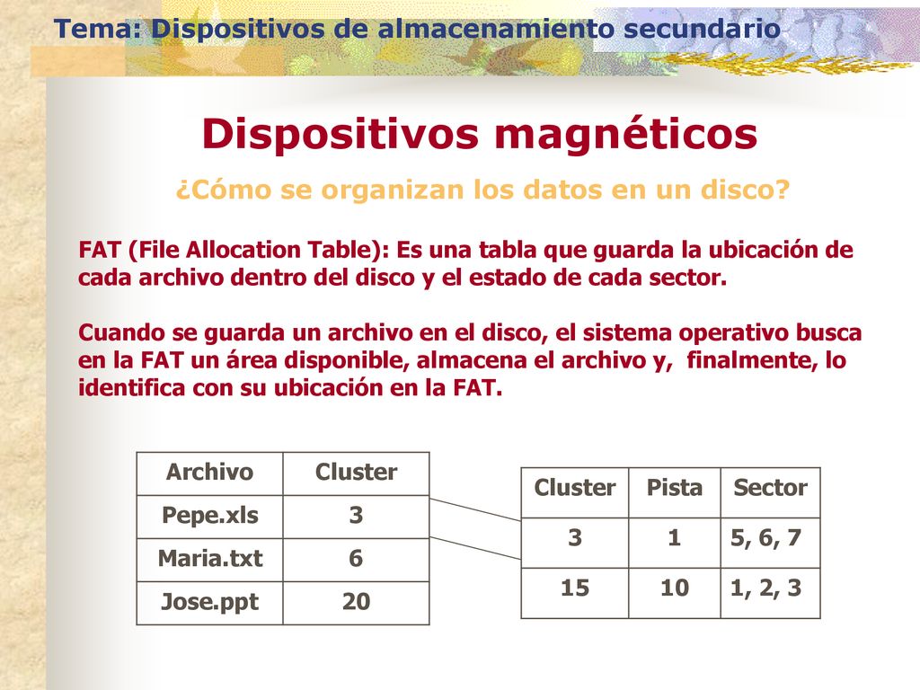Dispositivos magnéticos ¿Cómo se organizan los datos en un disco