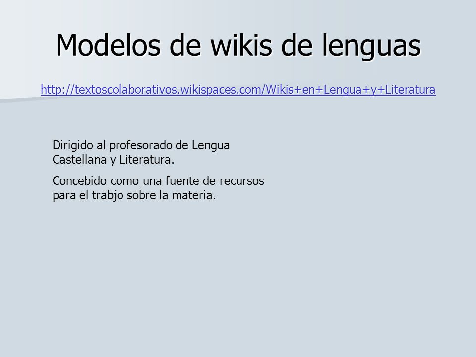 Modelos de wikis de lenguas