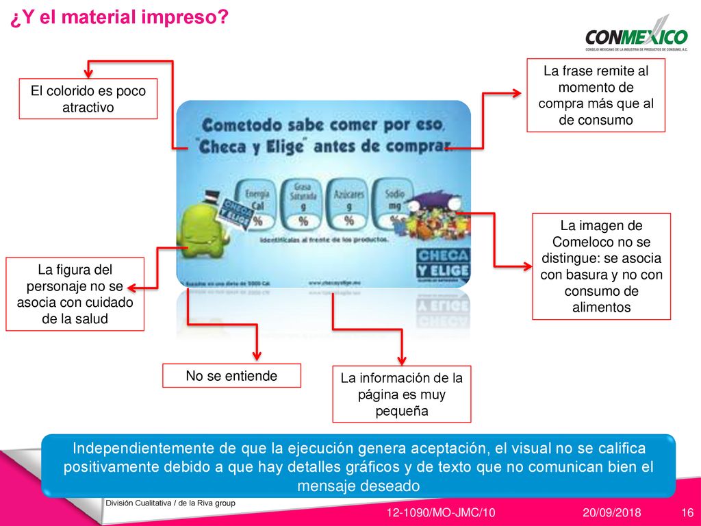 ¿Y el material impreso La frase remite al momento de compra más que al de consumo. El colorido es poco atractivo.
