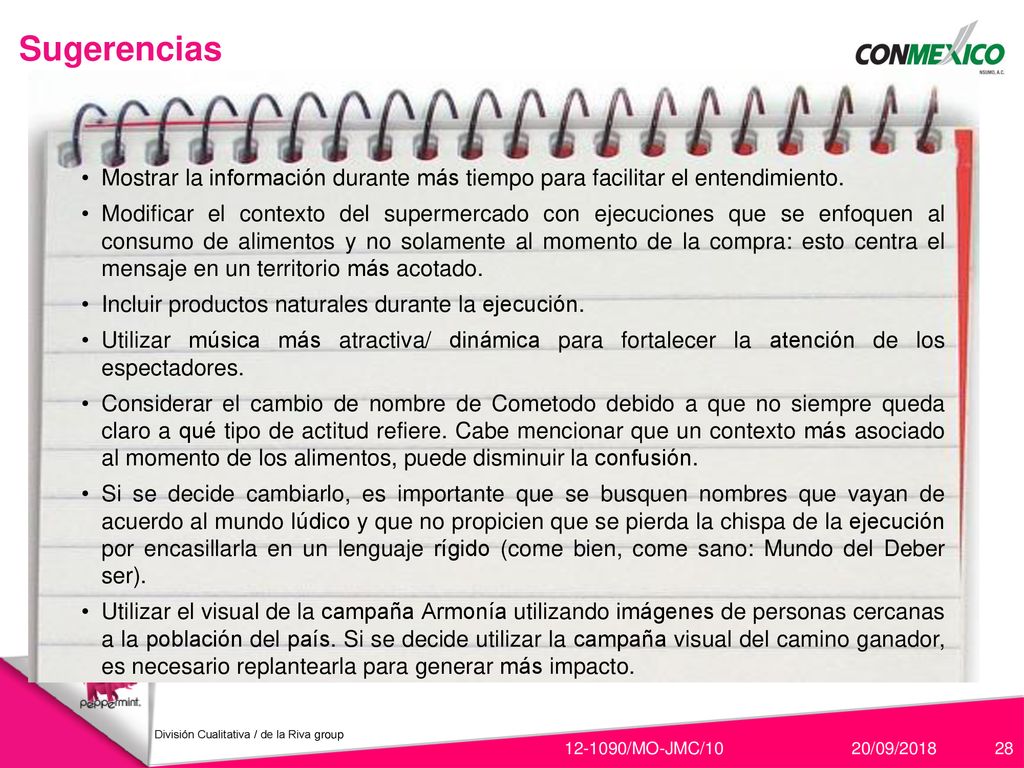 Sugerencias Mostrar la información durante más tiempo para facilitar el entendimiento.
