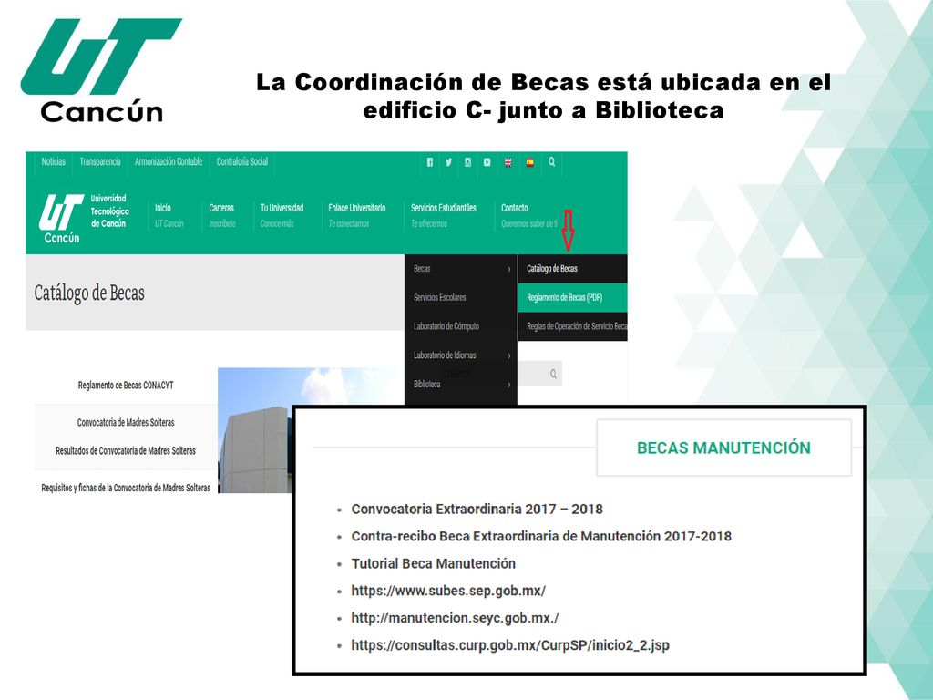 La Coordinación de Becas está ubicada en el edificio C- junto a Biblioteca