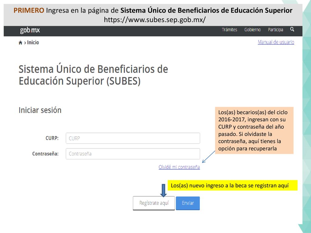 PRIMERO Ingresa en la página de Sistema Único de Beneficiarios de Educación Superior