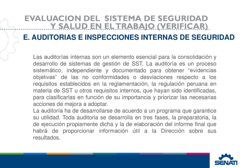 EVALUACION DEL SISTEMA DE SEGURIDAD Y SALUD EN EL TRABAJO (VERIFICAR)