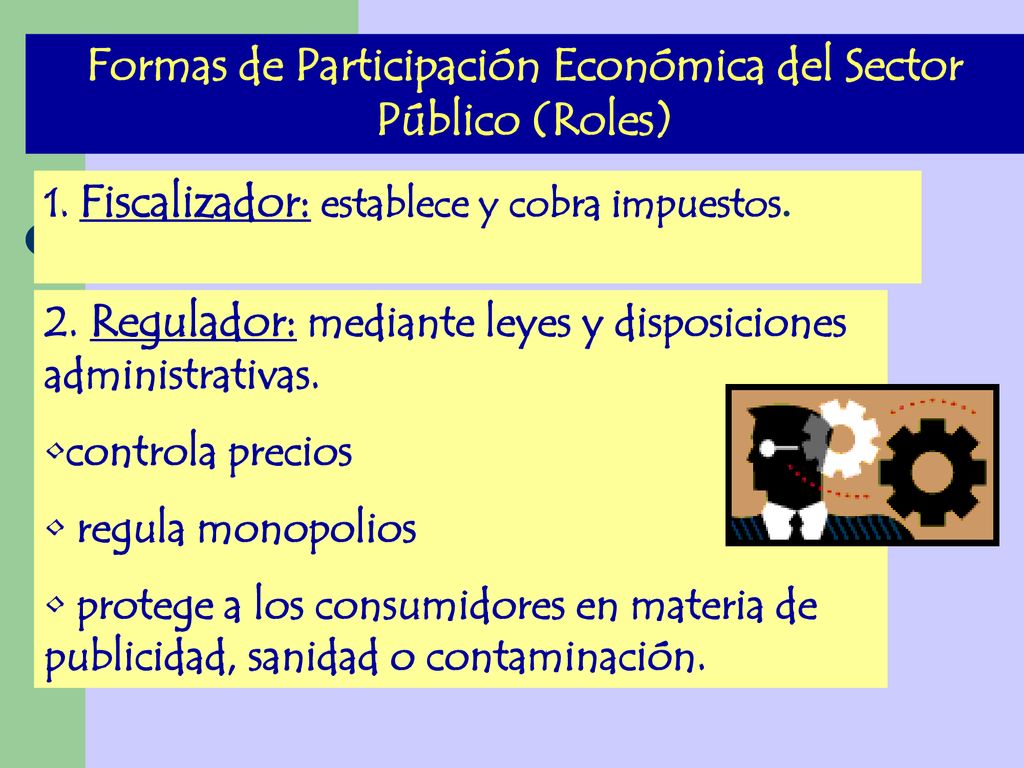 Formas de Participación Económica del Sector Público (Roles)