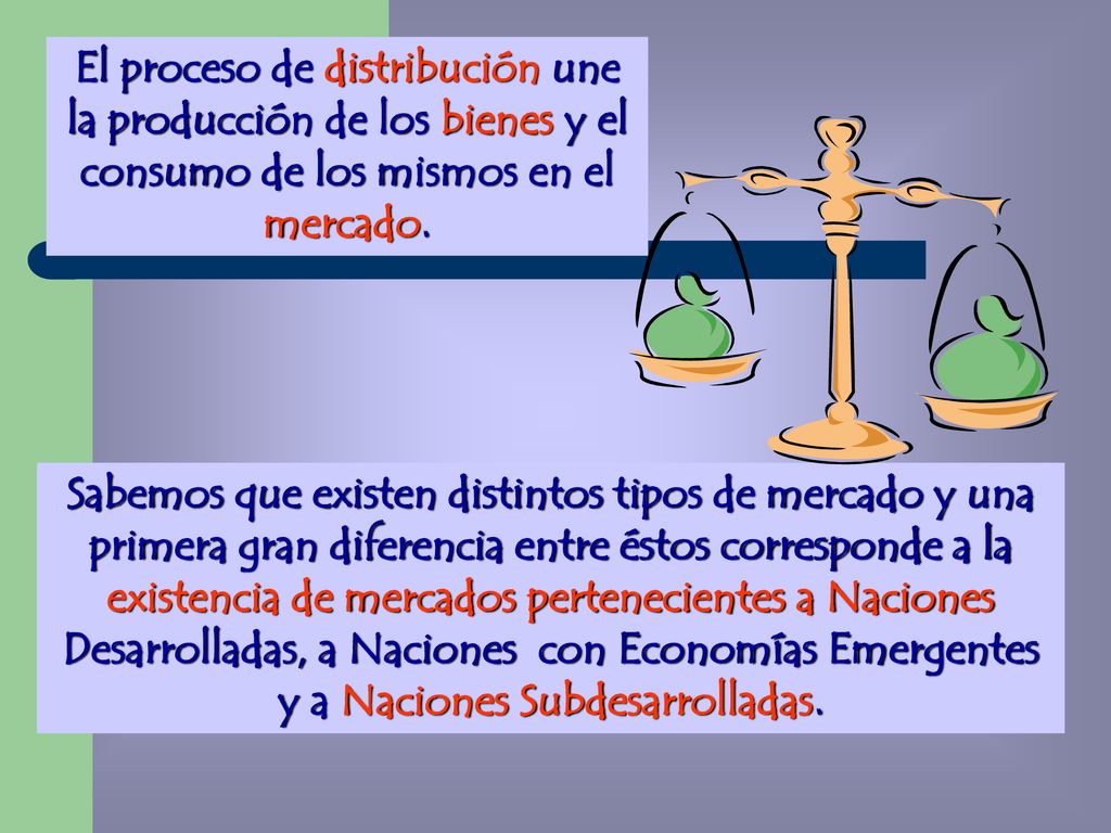 El proceso de distribución une la producción de los bienes y el consumo de los mismos en el mercado.