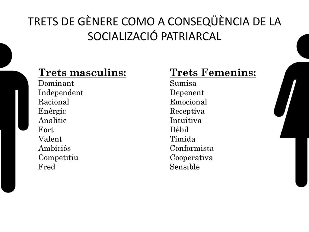 TRETS DE GÈNERE COMO A CONSEQÜÈNCIA DE LA SOCIALIZACIÓ PATRIARCAL