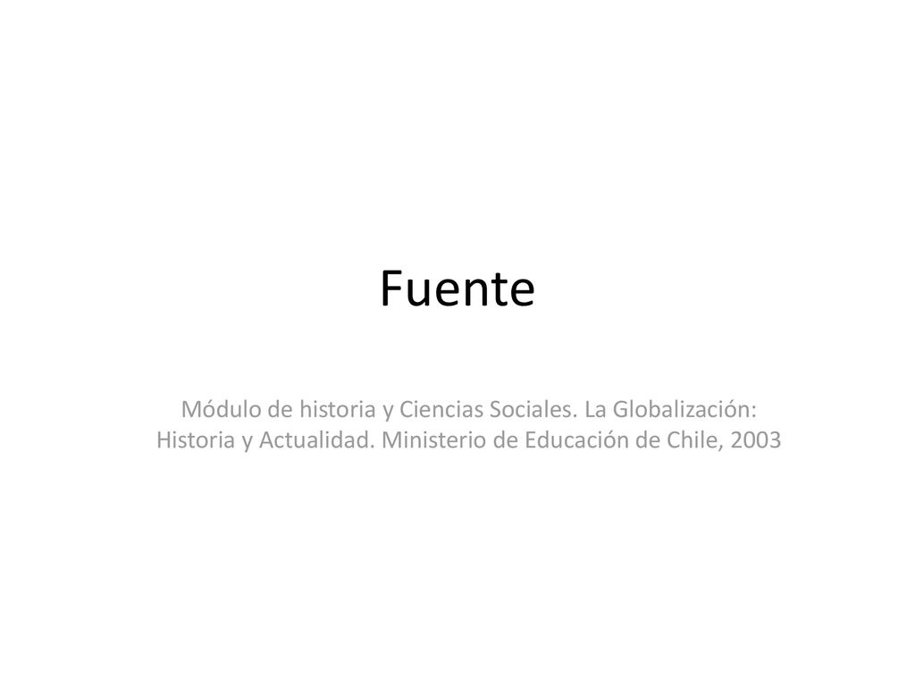 Fuente Módulo de historia y Ciencias Sociales. La Globalización: Historia y Actualidad.