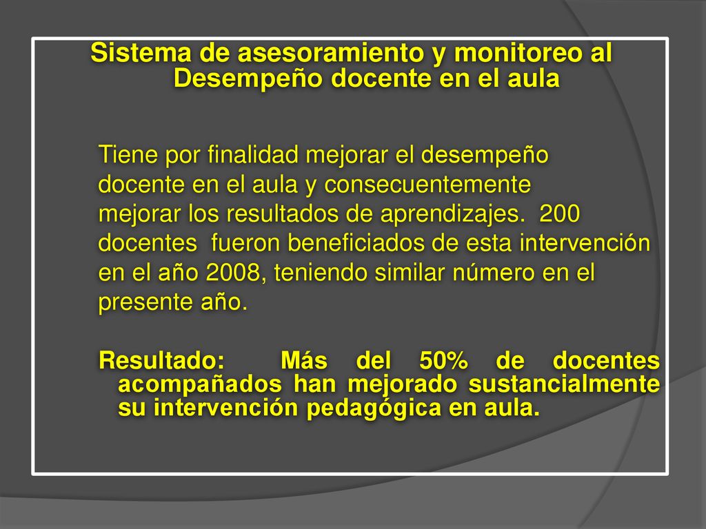 Sistema de asesoramiento y monitoreo al Desempeño docente en el aula