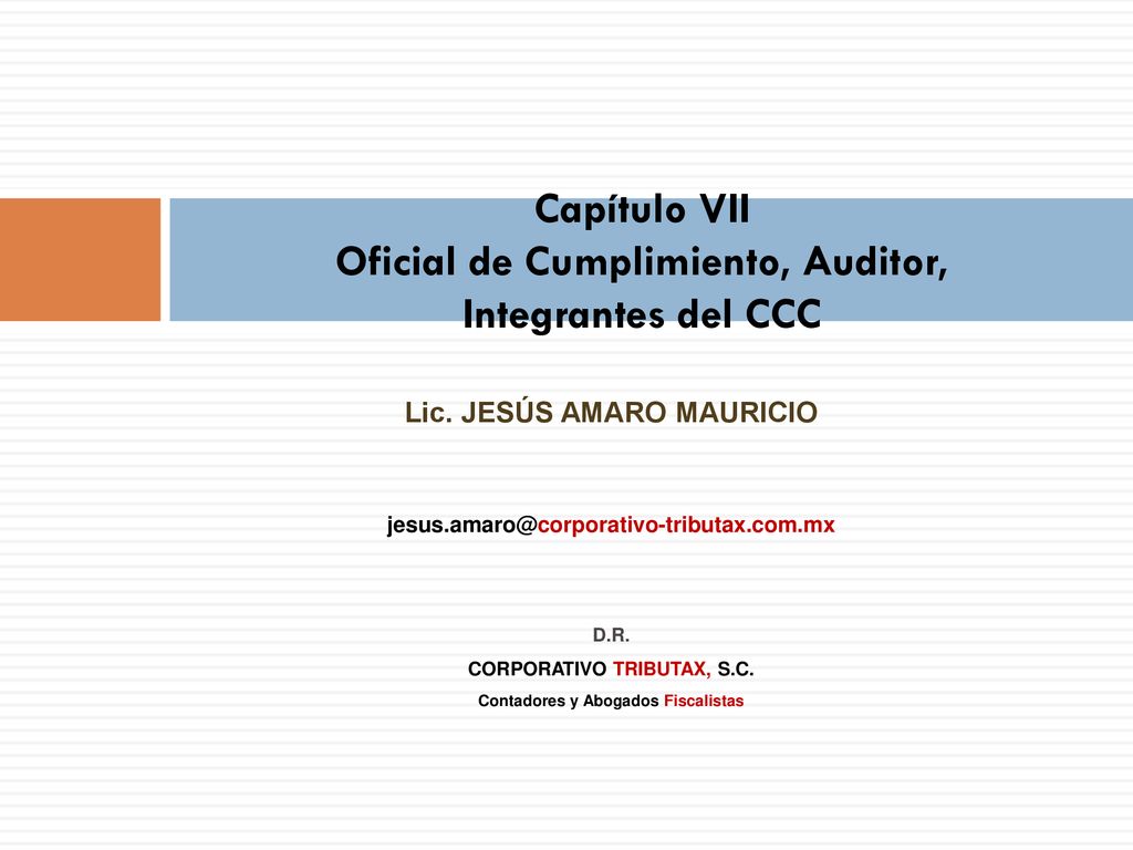 Capítulo VII Oficial de Cumplimiento, Auditor, Integrantes del CCC