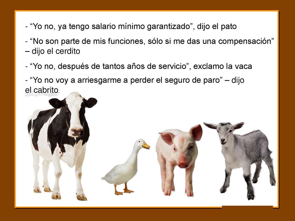 - Yo no, ya tengo salario mínimo garantizado , dijo el pato