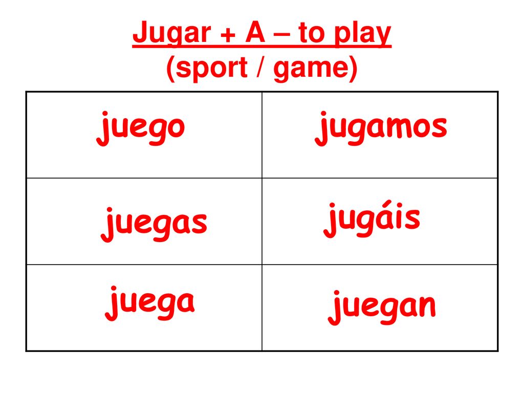 Jugar + A – to play (sport / game)