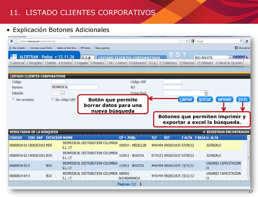 11. LISTADO CLIENTES CORPORATIVOS