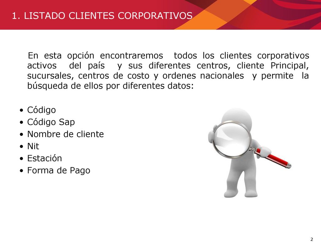 1. LISTADO CLIENTES CORPORATIVOS