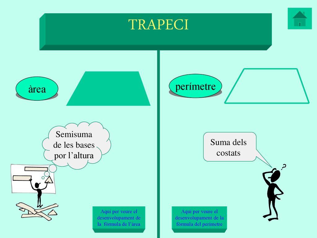 TRAPECI perímetre àrea Semisuma de les bases por l’altura