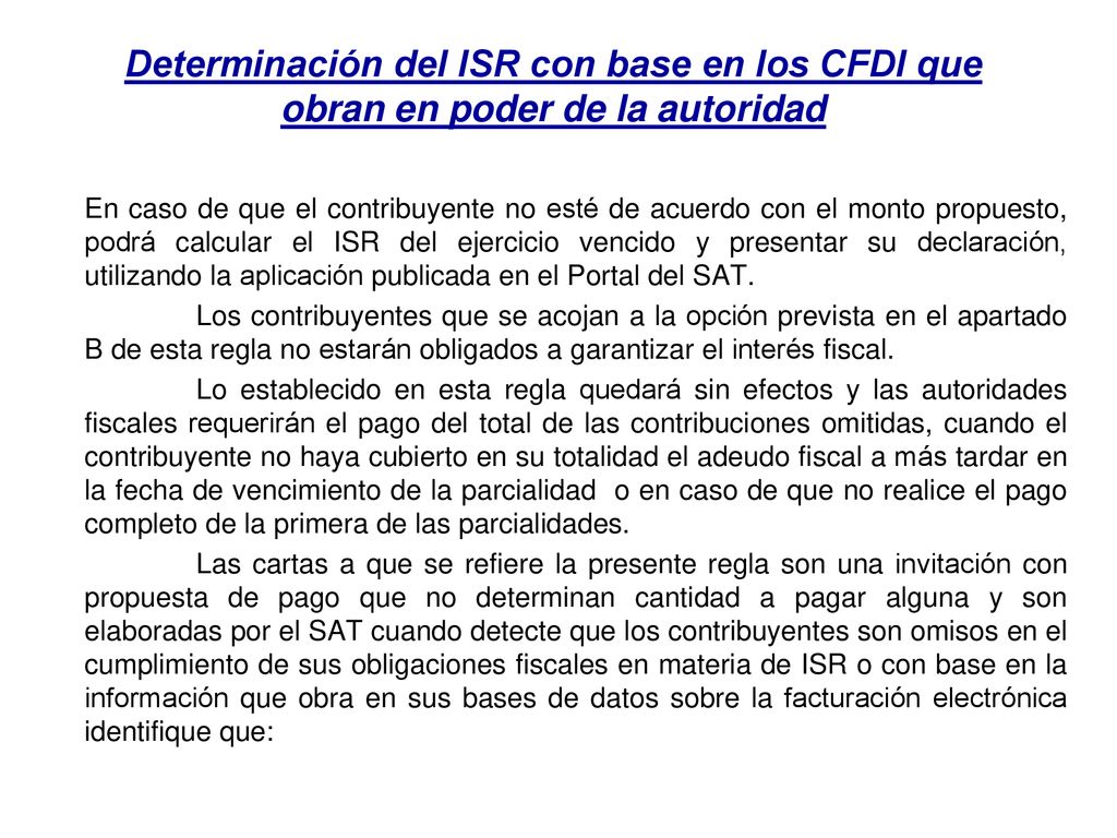 Determinación del ISR con base en los CFDI que obran en poder de la autoridad