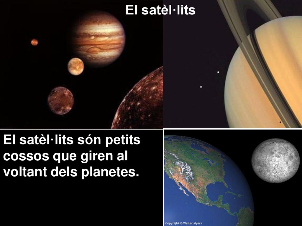El satèl·lits El satèl·lits són petits cossos que giren al voltant dels planetes