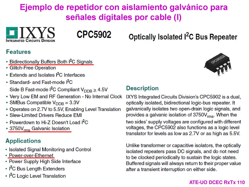 Ejemplo de repetidor con aislamiento galvánico para señales digitales por cable (I)