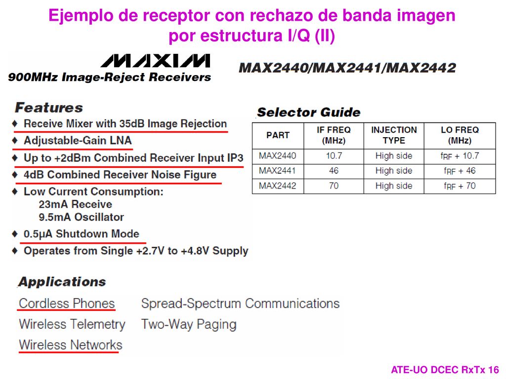 Ejemplo de receptor con rechazo de banda imagen por estructura I/Q (II)