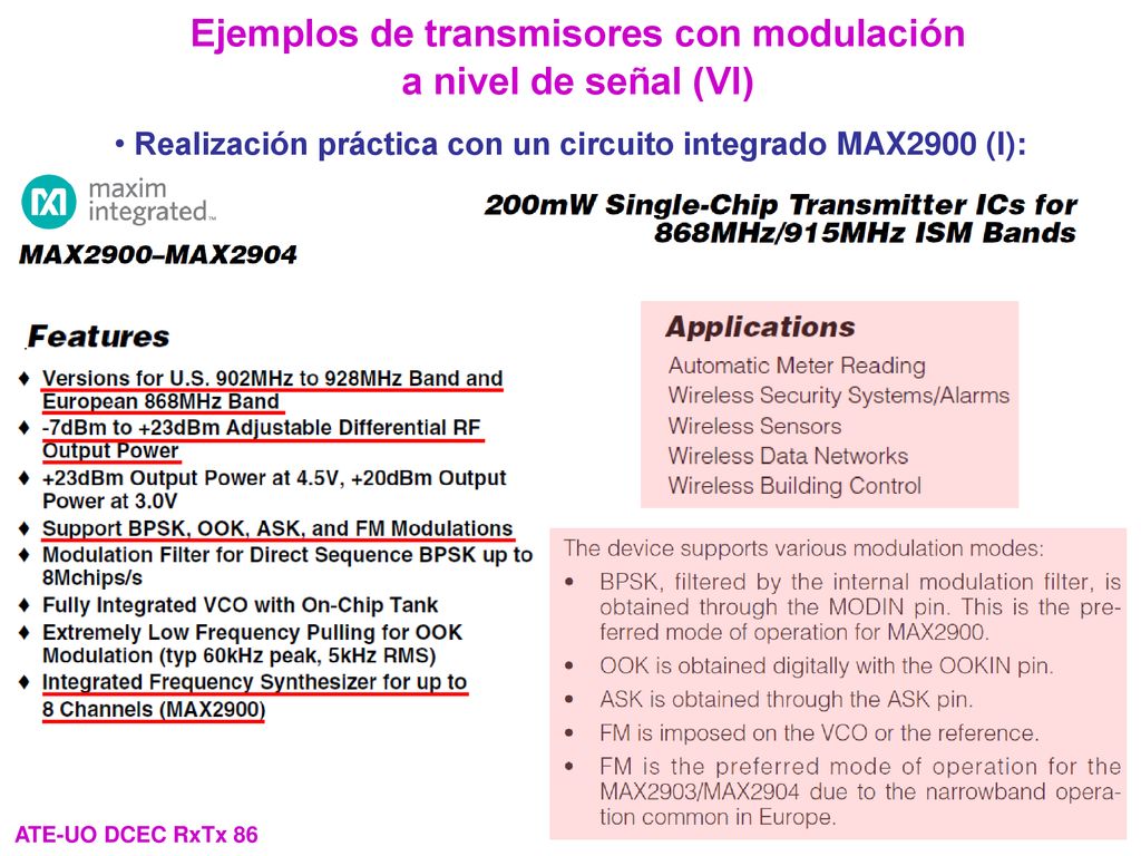 Ejemplos de transmisores con modulación a nivel de señal (VI)
